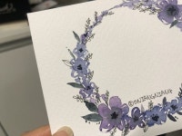 캘리그라피 수채화 일러스트 파랑색 꽃리스 그림그리기