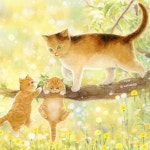 지놔양(jina) on Instagram: “봄날의 꼬물이 가족 행복하렴 털뭉치들 ㆍ ᆞ ᆞ #그라폴리오 #꽃 #고양이그림 #동화 #그림스타그램 #티타임... 