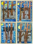 겨울나무 / 사포.크레파스.수채화물감 사용 초등학교 1 - 4학년 작품 / Winter Trees. use sandpaper&crayon&water colors for... 