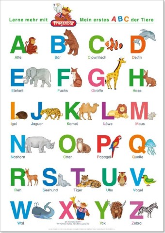 Spielend Lernen Verlag - Fragenbär - Lernposter, Das ABC mit Groß- und Kleinbuchstaben, Buchstaben von A-Z, Zahlen von 1-20 | Abc der tiere, Lernen, Abc lernen