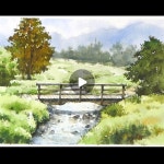 Watercolor - ​Small Bridge ​(color name view) NAMIL ART  #shorts 기초 풍경수채화 - 작은 다리 (칼라 이름 보기… в 2024 г