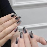 Coffin Press-Ons for 2024 Gold Foil Leaf French Nails – Short Coffin Press-Ons for 2024 | 가짜 손톱, 매니큐어, 프레스온 네일
