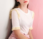 [W CONCEPT] [OH MY B 오마이비] RUFFLE MIZ T SHIRT -WHITE | 티셔츠, 패션, 스타일