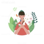 유토이미지 | 환경의소중함_자연과 즐거운 가족 벡터 일러스트