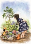 작은 여름 정원(Tiny summer garden) by 애뽈 on | Anime art girl, Whimsical art, Cute art