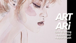 [수채화 일러스트] 붓드로잉으로 몽환적 분위기의 여인 그림그리기 +watercolor + waterbrush 아트아리 artari :) - YouTube - 2020 | 그림... 