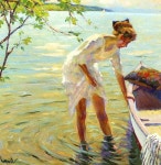 Edward Cucuel (American, 1875-1954), The Boat | 유화, 일러스트레이션