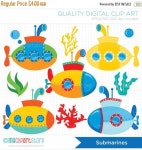 sea, ocean, nautical, sea life, fish, Yellow Submarine, Commercial Use, Vector Clip Art, HTV | 공예, 어린이집 만들기, 창조적인