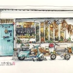 A Coffee shop in Taipei,Taiwan (雜貨咖啡店在 台北， 台湾) 。Medium : Fountain pen & watercolour (鋼筆淡彩) Artist : ivy_tang0729... 