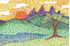 Image result for 3rd grade pointillism foreground background | 점묘법, 나무 미술, 미술실