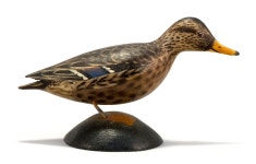 Eldreds, 8/2-4/17  Lot #123. Realized: $1,800 ($1,500).  A. ELMER CROWELL MINIATURE MALLARD HEN	East Harwich, Massachusetts, Circa... 