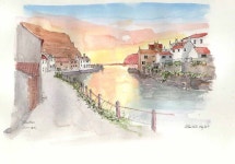 좋아요 479개, 댓글 24개 - Instagram의 Allan Kirk(@tarnincolour)님: Staithes, sunrise.  #drawing #sketchbook #urbansketcher... 