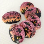 Dot Art Halloween Painted Rocks, Fairy Garden, Gift, Halloween collectible, Scary decoration for Halloween | 악세사리