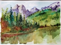 Following along with Steve Atkinson. Wyoming mountain scene in watercolor. | 수채화