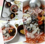 머구리횟집에서 물회랑 성게알밥  잘하긴 잘하지만 미친듯한 줄을 서서 먹을 정도는 ㅡ;;  지역 사는 사람들은 모르는 맛집  보통 그렇더군요 ㅡ;... 