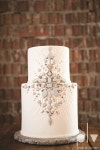Gatsby Wedding Cake. http://photolavie.com http://cremedelacremecatering.com jewels stones gray white 2-tier gem vintage modern... 