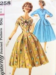 1950s DRESS PATTERN BASQUE BODICE, DETACHABLE BOW, SLIM TRIM SIMPLICITY 2258 | 드레스