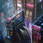 배경에 있는 노 루님의 핀 | 사이버펑크 도시, 미래지향적 건축, 사이버펑크