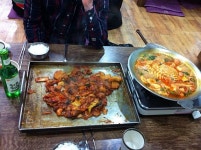 대구 맛집 장원 메뉴는 돼지고기철판구이와 부대찌게 딱 둘! 밥먹으면서 처음처럼 한병으로 나눠마셨당~ | 대구