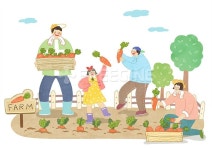 사람, 남성, 여자, 여성, 어린이, 소년, 라이프, 청소년, 엄마, 어머니, 아빠, 아버지, 가족, 시골, 남자, 농장, 농촌, 딸, 수확, 생활, 일러스트... 