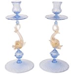 Pair of Venetian Glass Blue Dolphin Candlesticks, Vintage in 2020 | Glass candlesticks, Venetian glass, Candlesticks