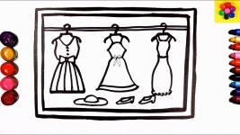 Bedroom, closet, kitchen, tableware Drawing coloring with paint l Colori... | 그림 그리기, 옷장