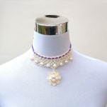 Irish crochet choker jewelry pearl beaded flower necklace | 악세사리