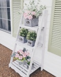 ladder spring summer plants faux plants farm house style front porch decor make it with Michaels Ltd commodities | 화분, 인테리어