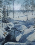 Gerd Elgshøen. Trysil og Norge. Akvarell. Klar vinterdag i Flendalen. | 색연필 그림, 그림, 예술