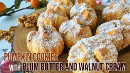 Pumpkin Cookies with Plum Butter and Walnut Cream 자두버터와 호두크림 쿠키 만들기 | Pumpkin cookies, Plum butter, Pumpkin cream