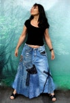 L Goth crazy patchwork denim recycled long skirt hippie boho style | Diy 옷, 리폼, 옷