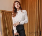 [루이스엔젤] 쁘띠셔링라인 블라우스 | Fashion, Collar blouse, Blouse