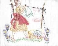 Embroidered and appliqued tea towel. | 퀼트, 자수
