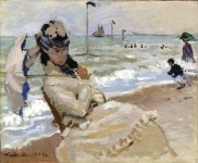 Claude Monet - Camille à la plage de Trouville, 1870 | 모네, 유화, 예술 그림
