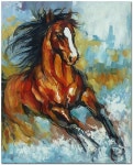 Signed Hand Painted Impressionistic Horse by FolkcultureGallery | 유화, 아크릴화, 말