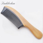 수제 자연 Ox 경적 + 녹색 백단 헤어 브러시 나무 빗 마사지 peine 정전기 방지 빗 빗 마사지 | Ebony hair, Wooden comb, Hair comb