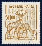 REGULAR STAMP, Deer, Animals, Orange, Ivory, 1963 09 10, 보통우표, 1963년09월10일, 371, 사슴, postage 우표 | Corée
