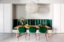 머물고 싶은 다이닝룸 디자인 :: 싸굴다방 DJ | Green dining room, Green dining chairs, Modern dining room