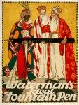 Watermans Ideal Fountain Pen, an original vintage poster by Wilhelm Burger, printed around 1920. | 만년필, 잉크, 종이