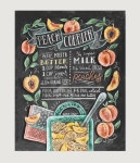 Peach Print - Kitchen Art - Peach Art - Peach Cobbler - Chalkboard Art - Chalk Recipe Art - Summer K | 초크아트, 건강 음료, 칠판