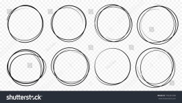 Hand drawn circle line sketch set. Vector circular scribble doodle round circles for message note mark design element. Pencil or... 