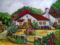 Pin de 오효순 em 프랑스자수 | Bordado chinês, Lindas paisagens, Casas para fadas