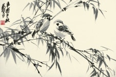 sparrow chinese painting - Buscar con Google | 새, 한국화, 경치