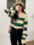 나는 누난이야 | Outfits with striped shirts, Polo sweater outfit, Striped sweater outfit
