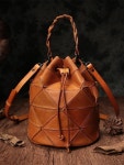 Bucket Bag Leather Bucket Handbag Purse  - #Bag #Brown #Bucket #drawstring #Handbag #Leather #Purse | 가방, 버킷백, 핸드백