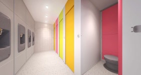 Floor to Ceiling Toilet Cubicles - Lan Services | 화장실, 라운지