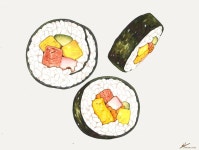 딸비 on Instagram: “한국음식 김밥을 그려보았습니다.! . 재료: 사인펜 . . . . . . . #김밥 #그림 #일러스트 #음식그림... 