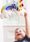 Hand-Felted Mobile, Rainbow Drop Cloud | 고래