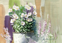 Shin Jong Sik | 그린 꽃, 장미 꽃 그림, 수채화