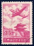 Aviation, plane, aircraft, irplane,Dongdaemun Gate, purplish red, 1954 07 01, 항공우표, 1954년 07월 01일, 158, 동대문과 비행기... 